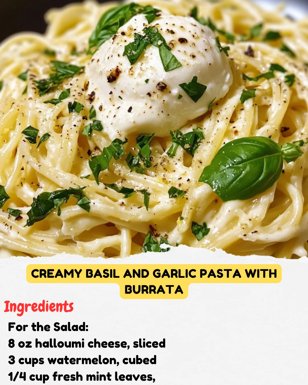 Creamy Basil and Garlic Pasta with Burrata