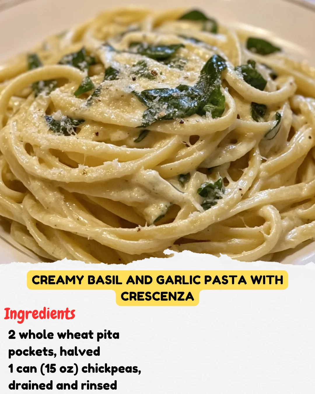 Creamy Basil and Garlic Pasta with Crescenza