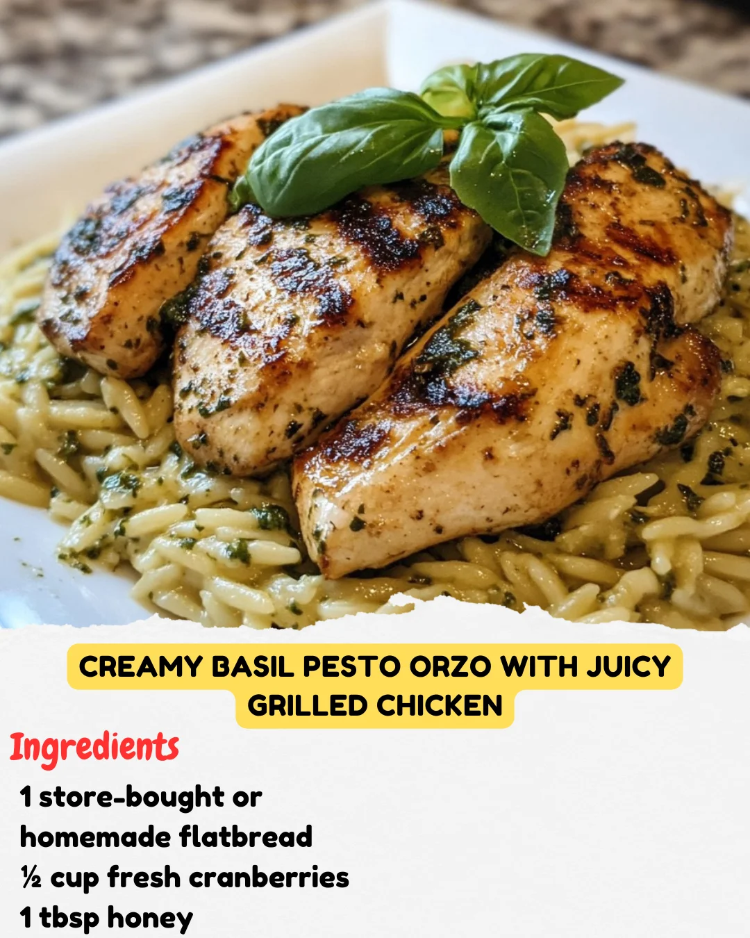 Creamy Basil Pesto Orzo with Juicy Grilled Chicken