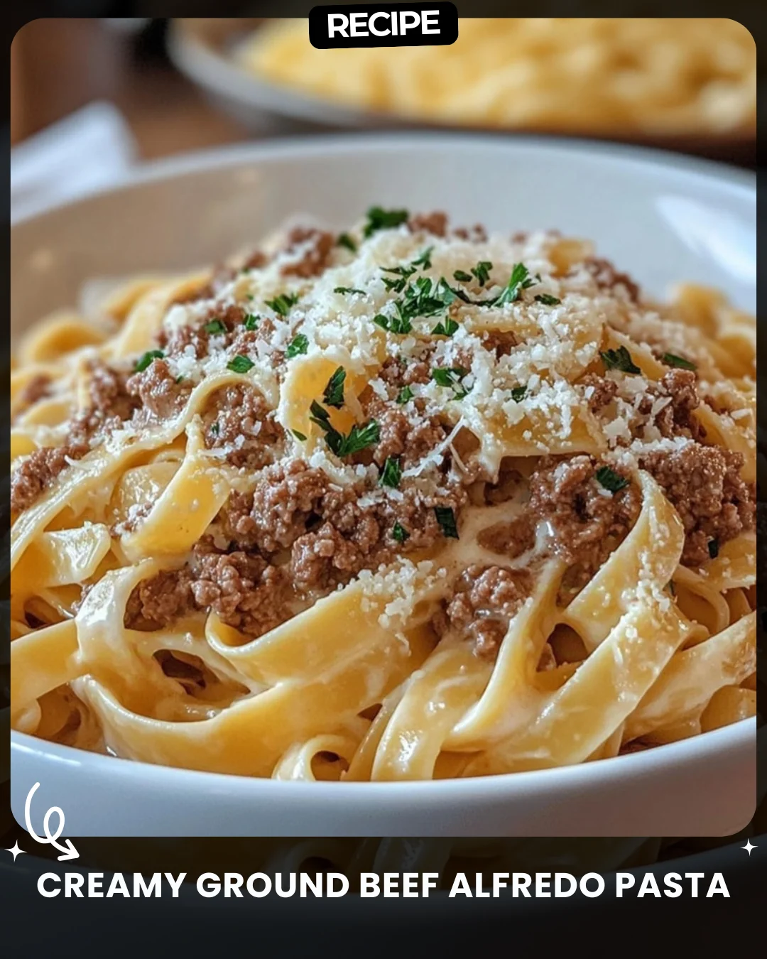 Creamy Ground Beef Alfredo Pasta