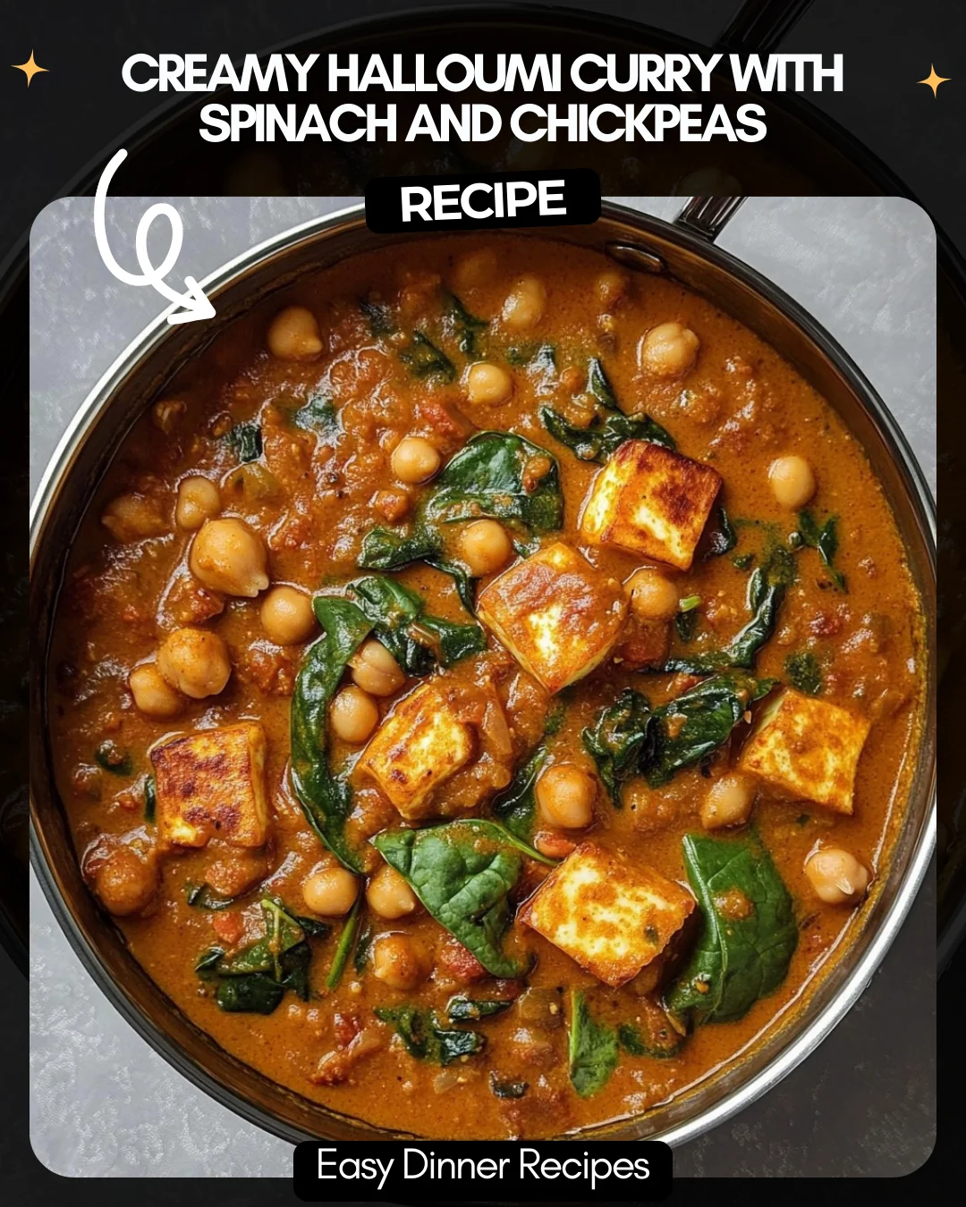 Creamy Halloumi Curry with Spinach and Chickpeas