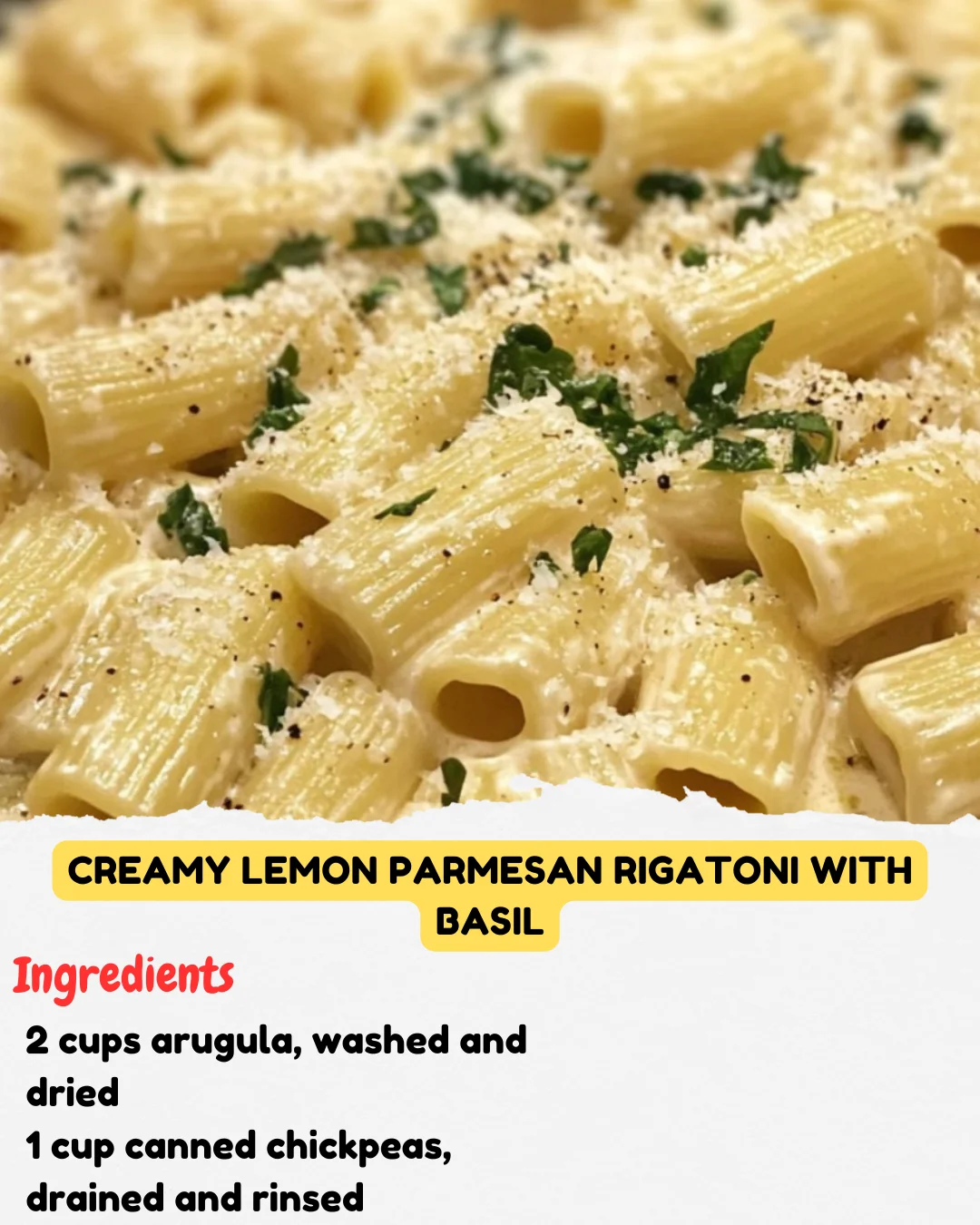 Creamy Lemon Parmesan Rigatoni with Basil
