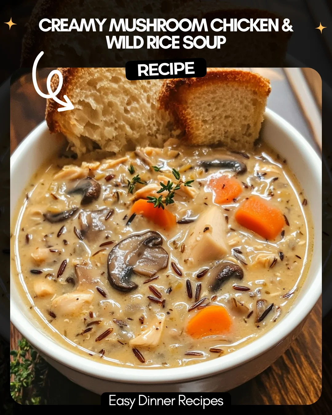 Creamy Mushroom Chicken & Wild Rice Soup