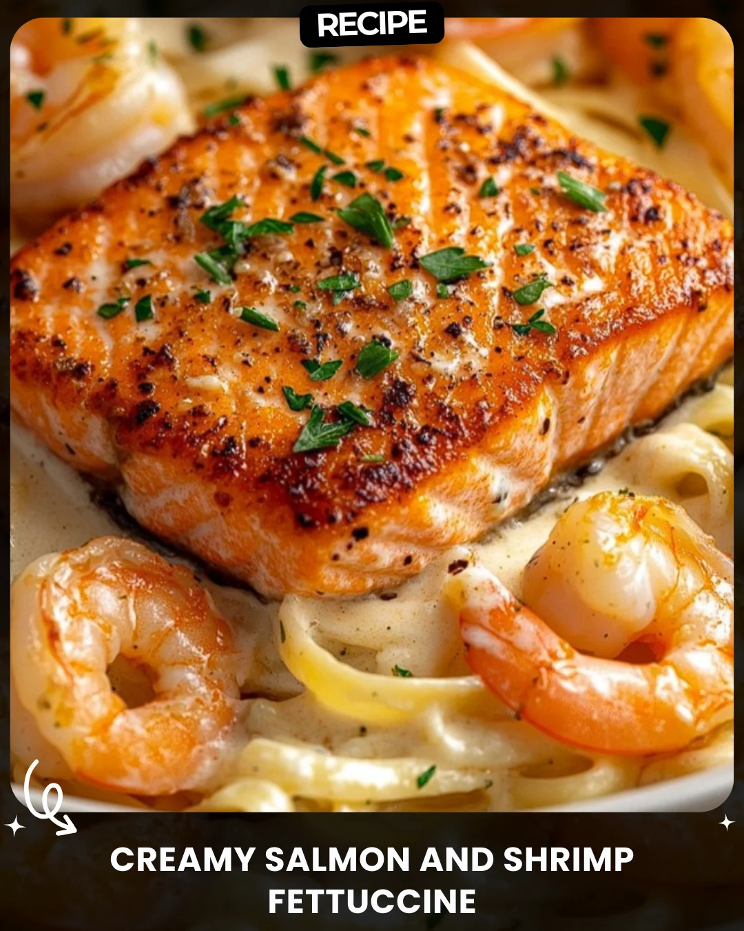 Creamy Salmon and Shrimp Fettuccine