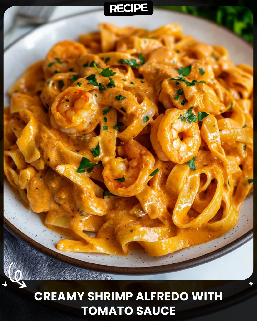 Creamy Shrimp Alfredo with Tomato Sauce