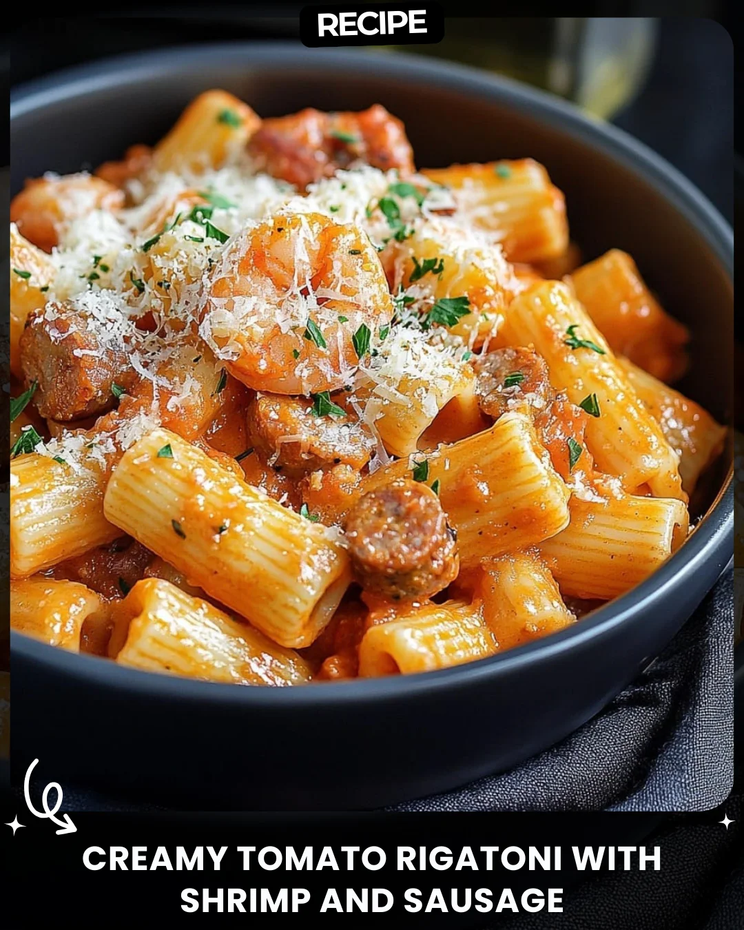 Creamy Tomato Rigatoni with Shrimp and Sausage