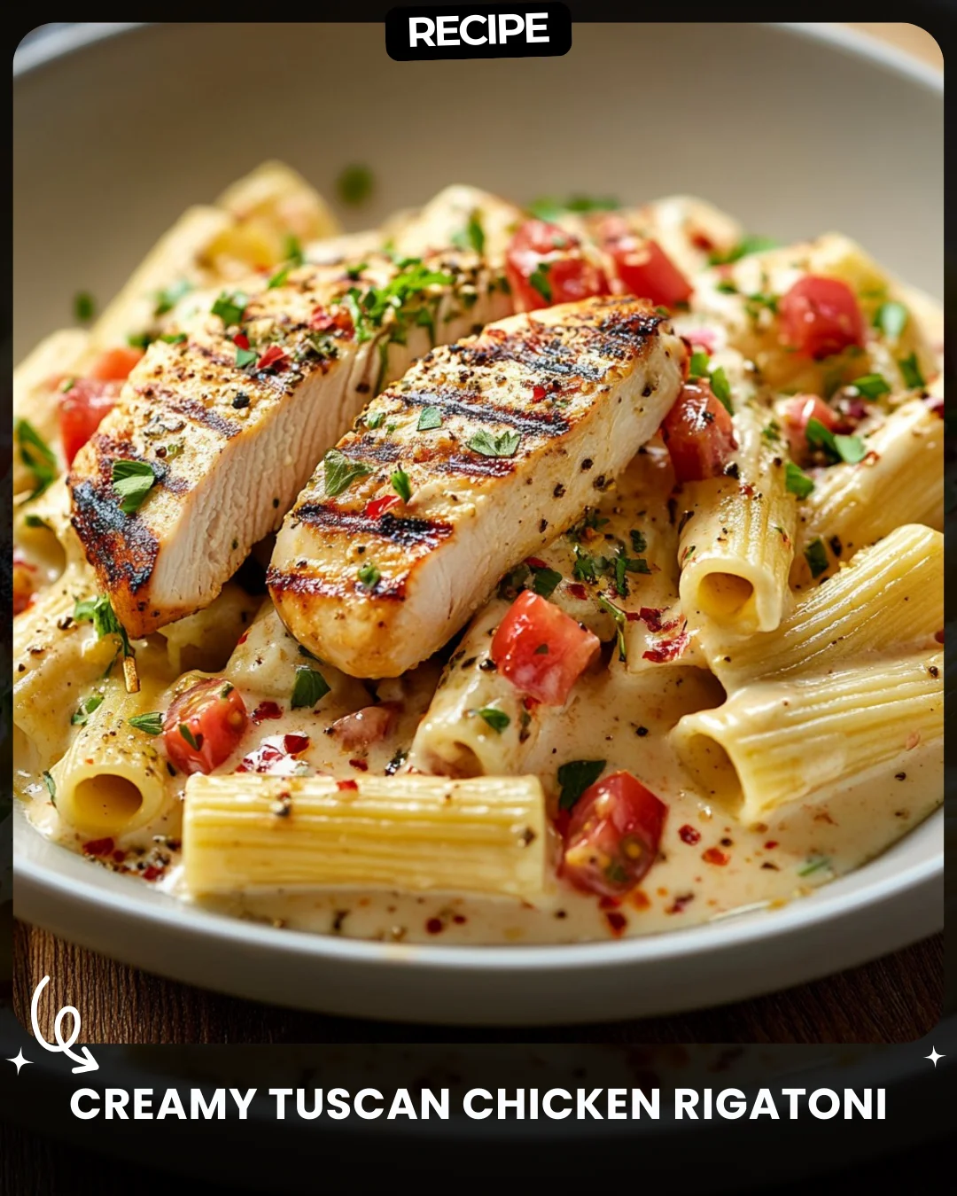 Creamy Tuscan Chicken Rigatoni