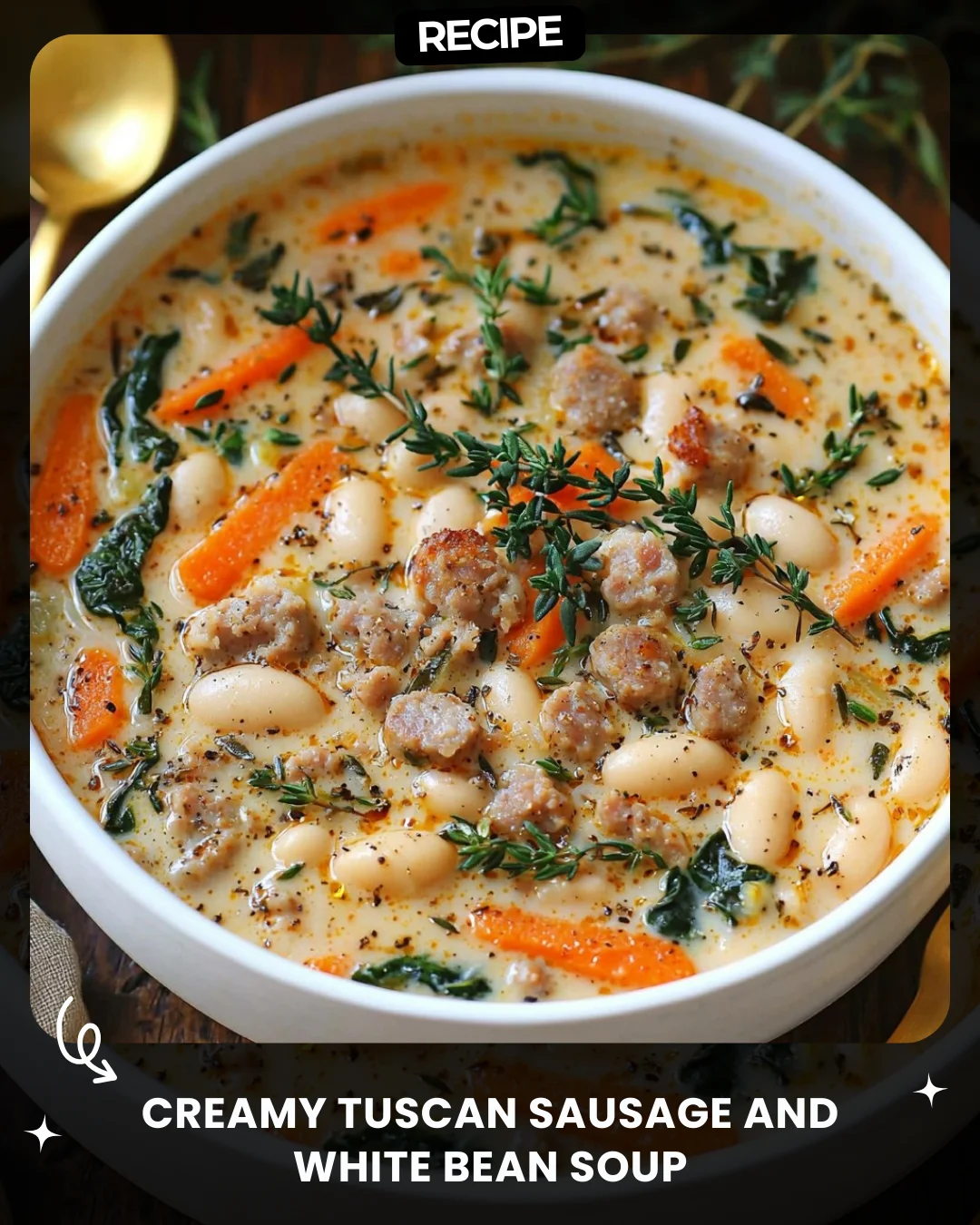 Creamy Tuscan Sausage and White Bean Soup