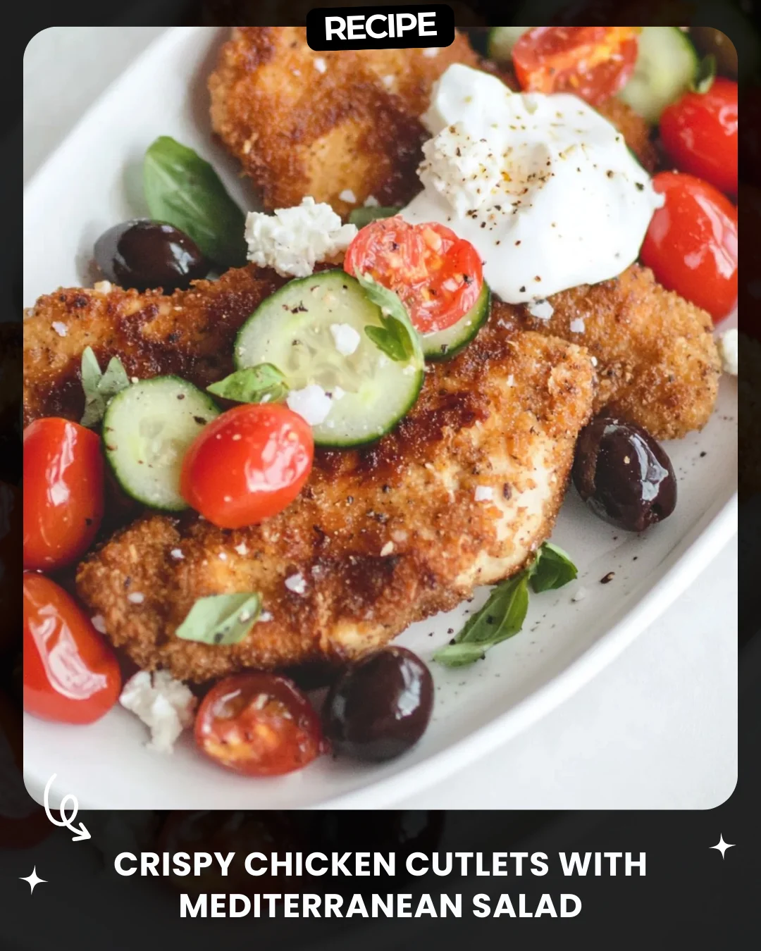 Crispy Chicken Cutlets with Mediterranean Salad