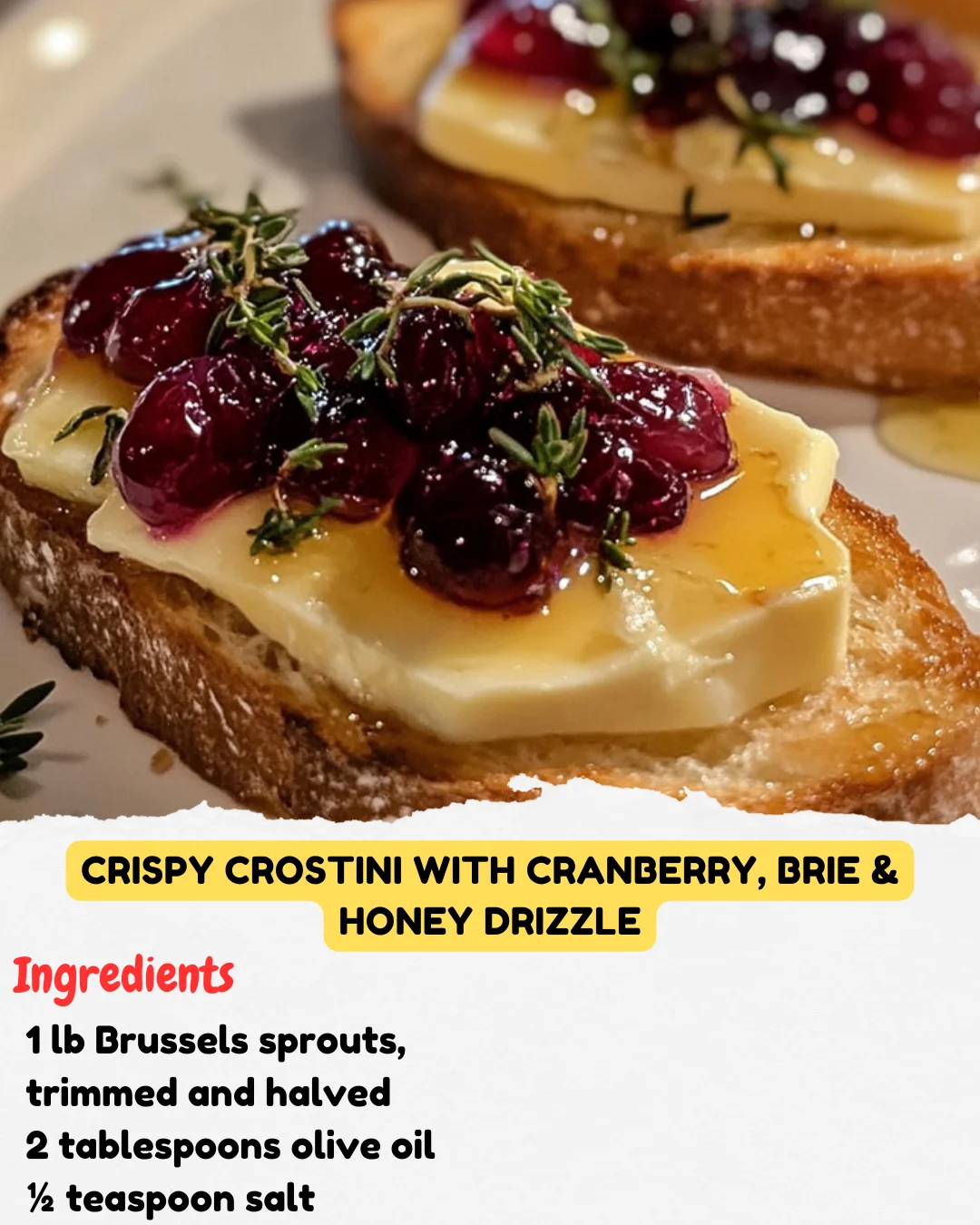Crispy Crostini with Cranberry, Brie & Honey Drizzle