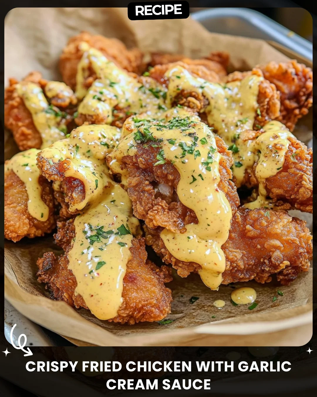 Crispy Fried Chicken with Garlic Cream Sauce