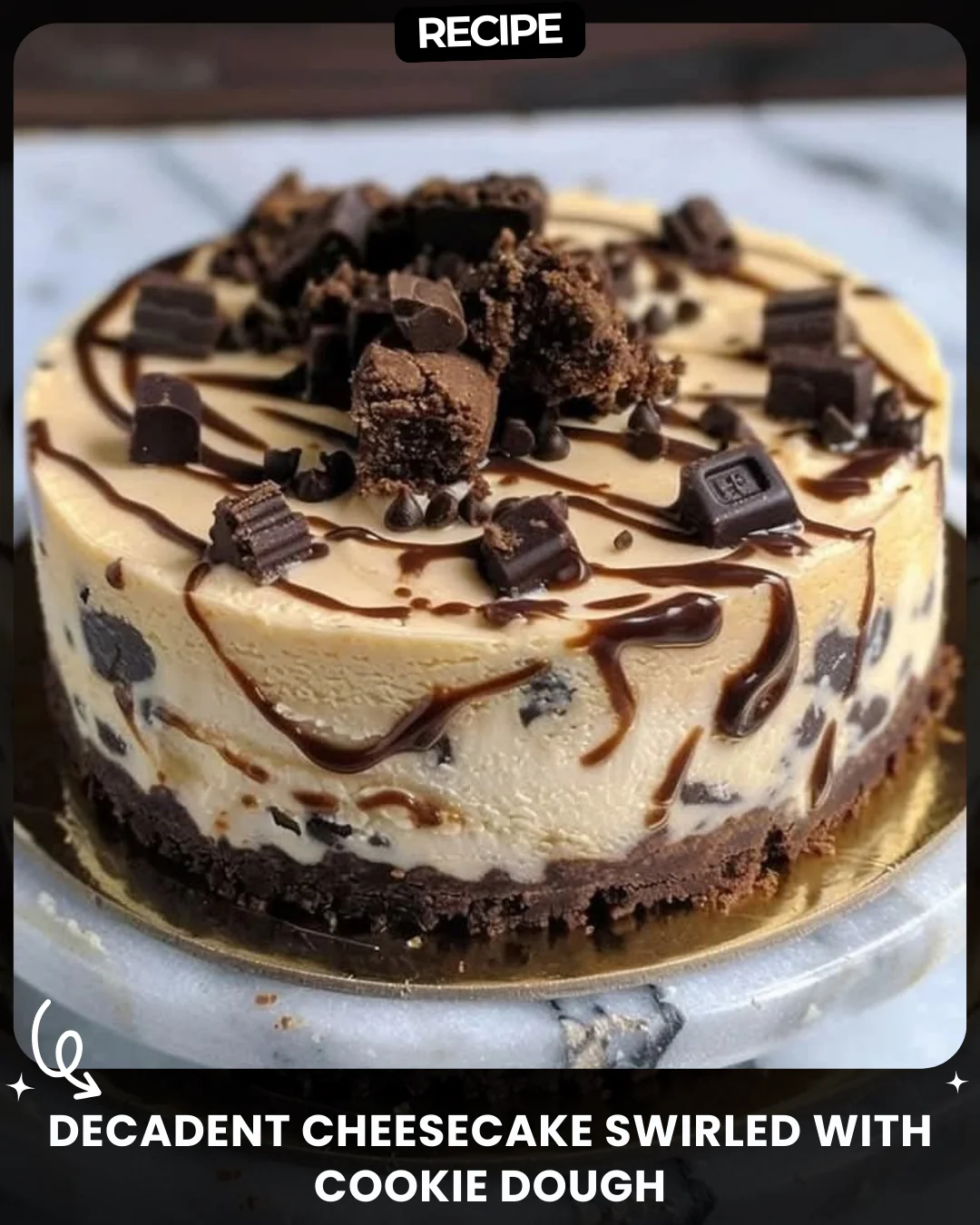Decadent Cheesecake Swirled with Cookie Dough