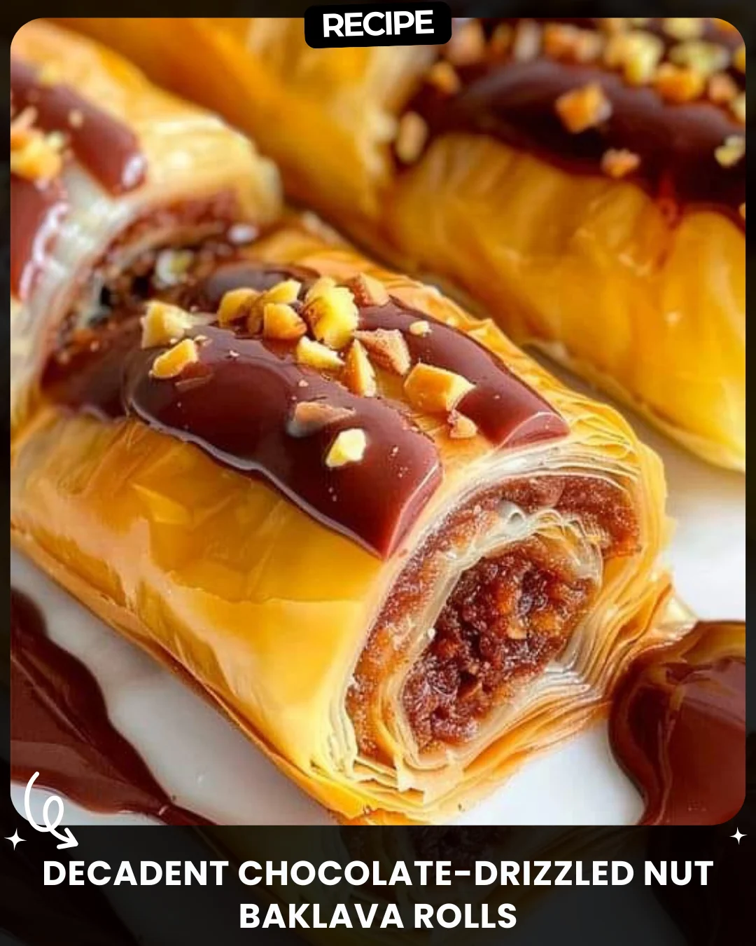 Decadent Chocolate-Drizzled Nut Baklava Rolls