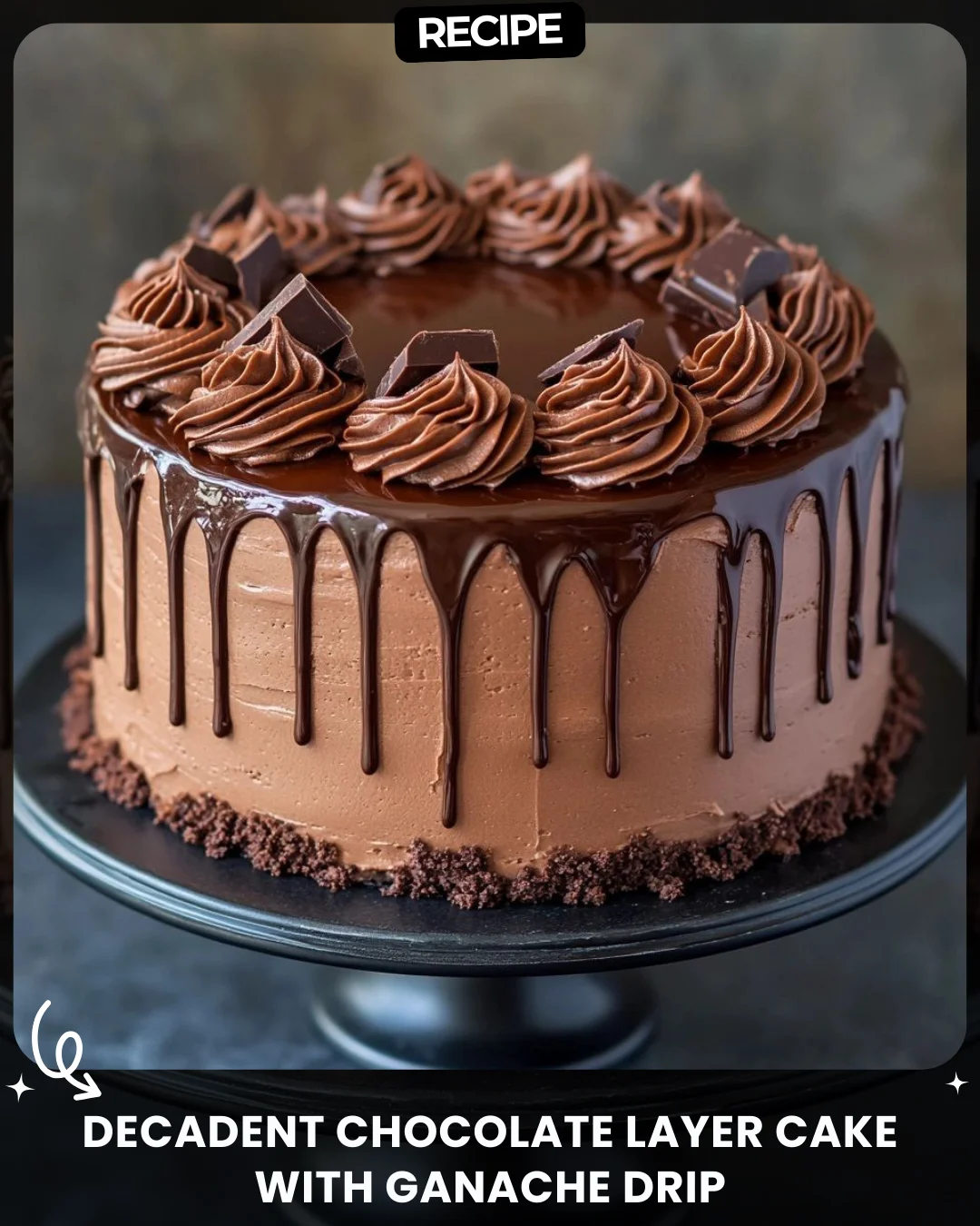 Decadent Chocolate Layer Cake with Ganache Drip