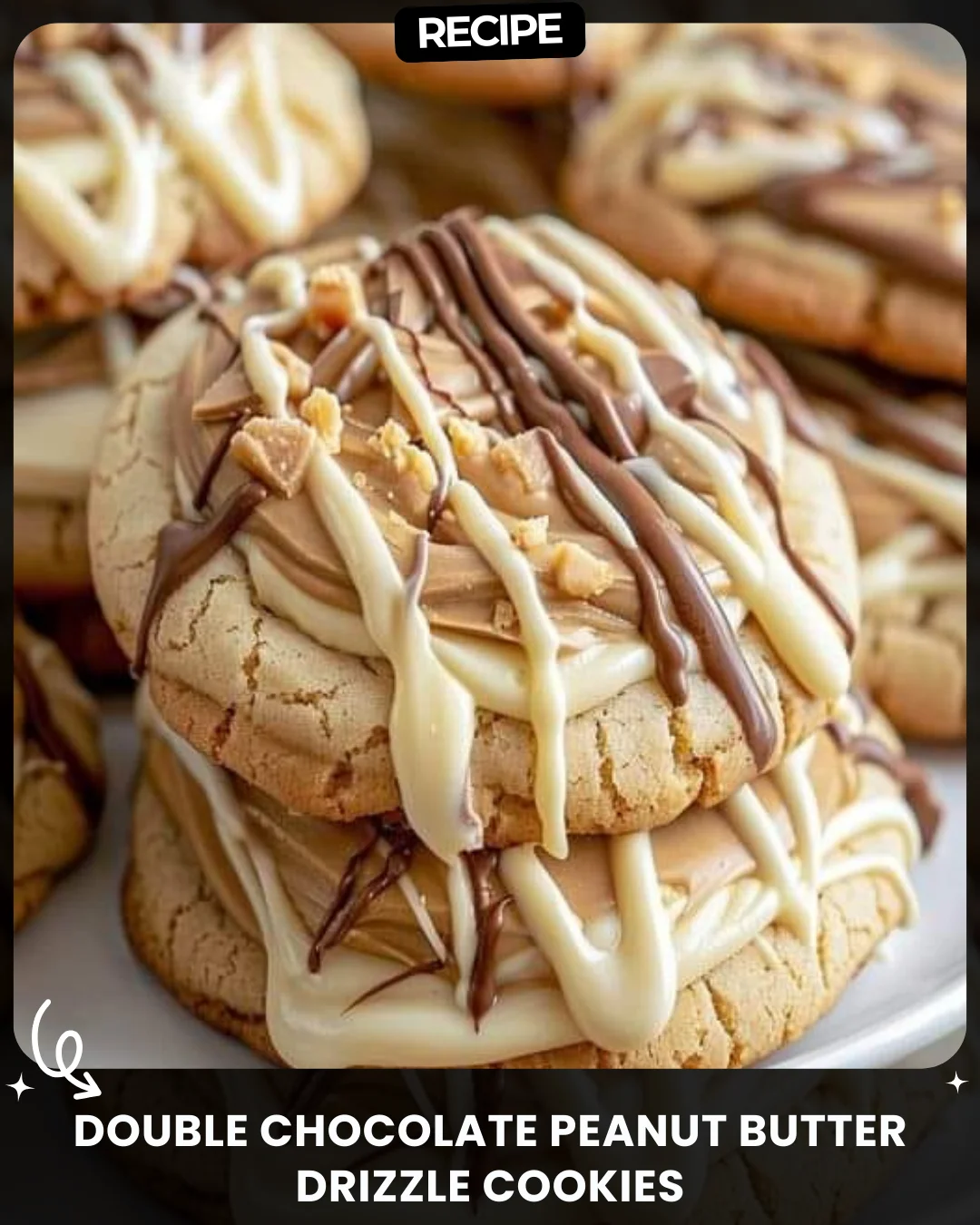 Double Chocolate Peanut Butter Drizzle Cookies
