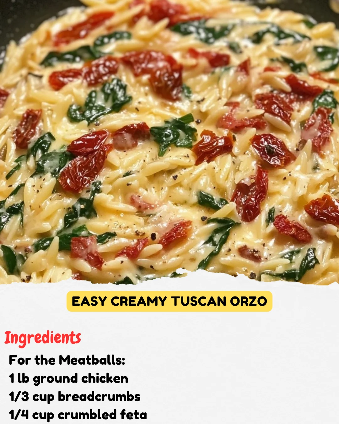 Easy Creamy Tuscan Orzo