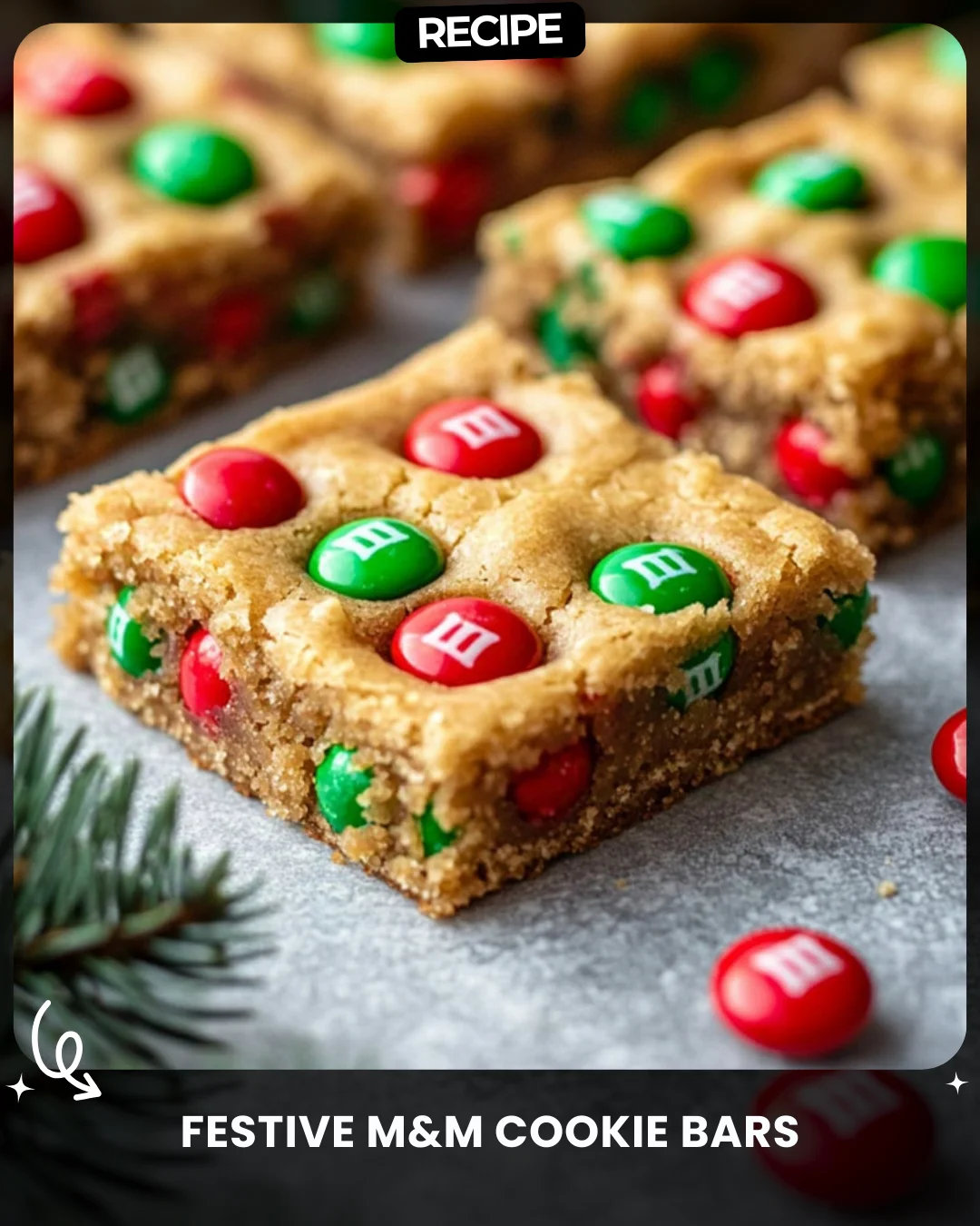 Festive M&M Cookie Bars