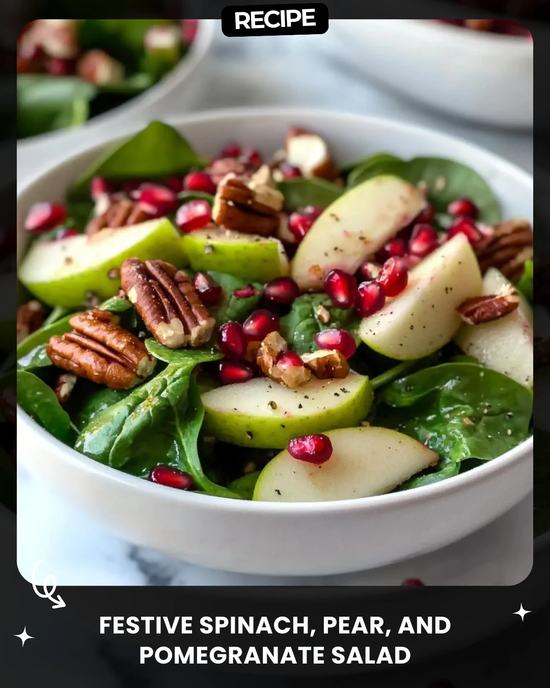 Festive Spinach, Pear, and Pomegranate Salad