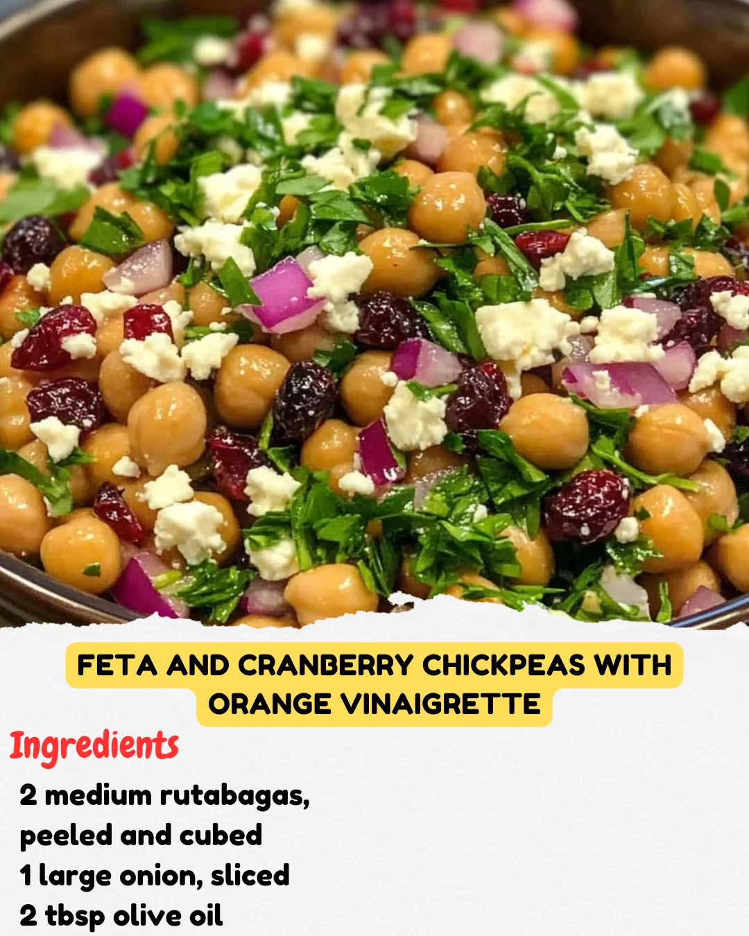 Feta and Cranberry Chickpeas with Orange Vinaigrette