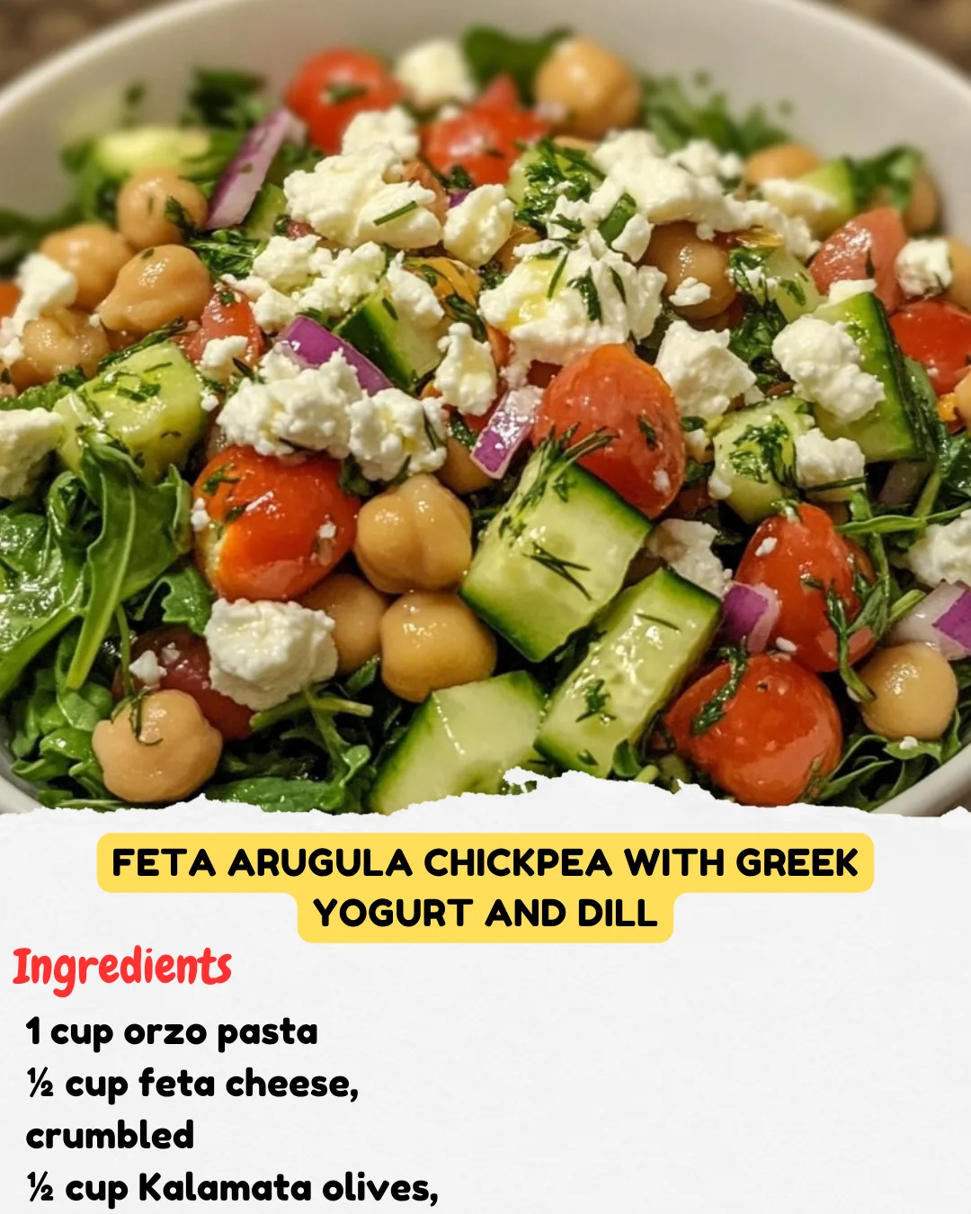 Feta Arugula Chickpea with Greek Yogurt and Dill