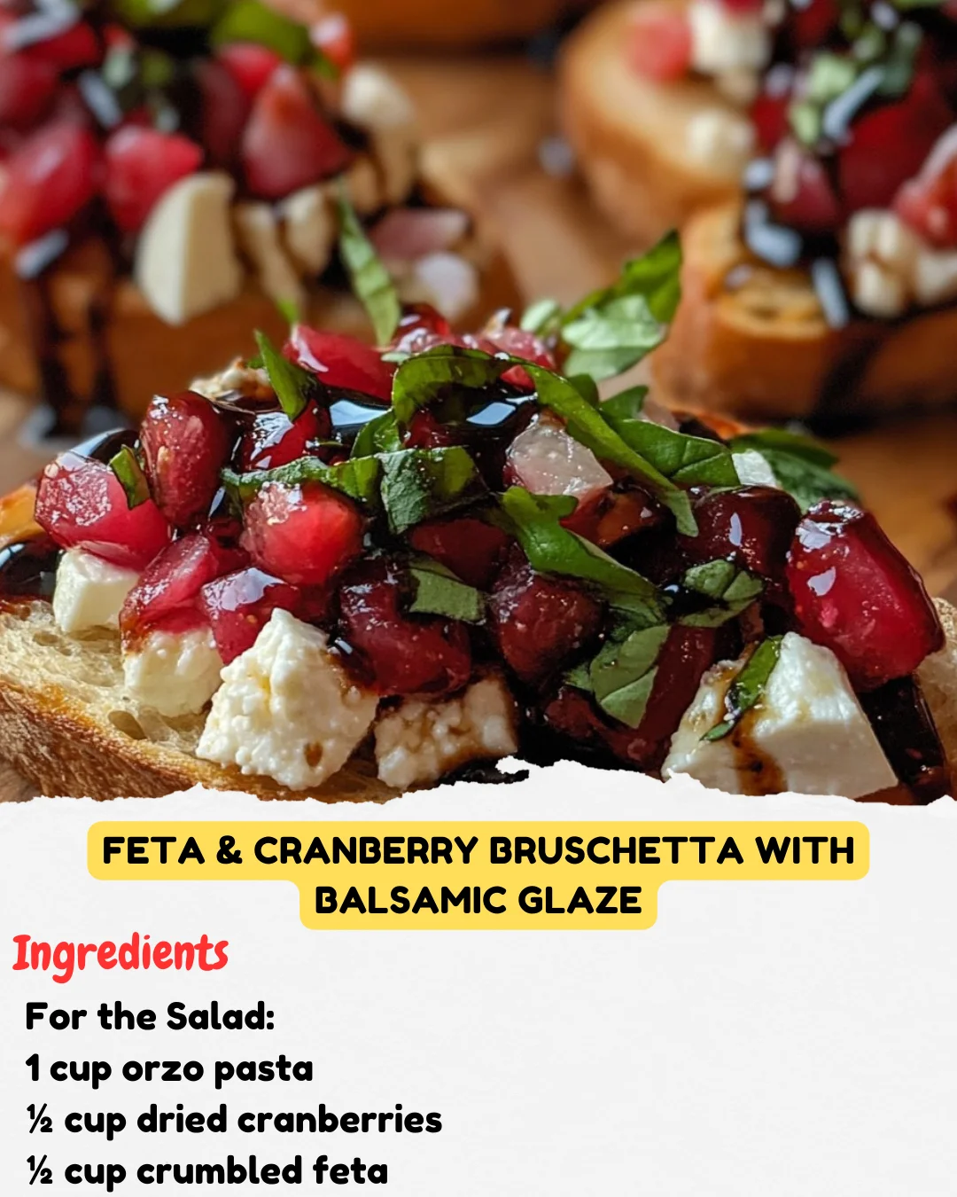 Feta & Cranberry Bruschetta with Balsamic Glaze