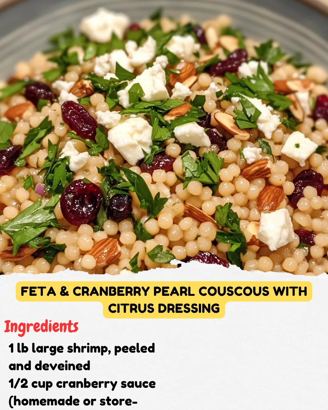 Feta & Cranberry Pearl Couscous with Citrus Dressing