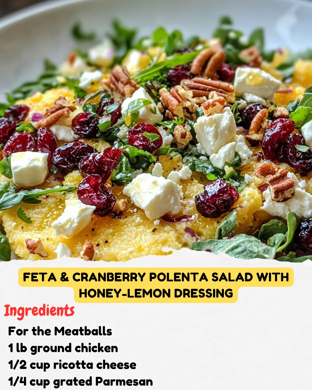 Feta & Cranberry Polenta Salad with Honey-Lemon Dressing