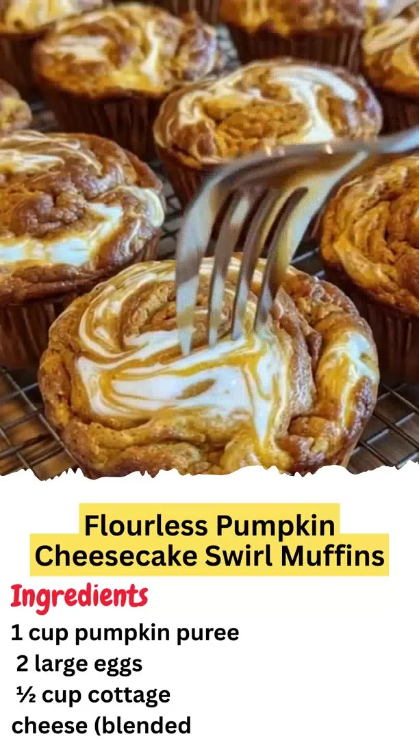 Flourless Pumpkin Cheesecake Swirl Muffins