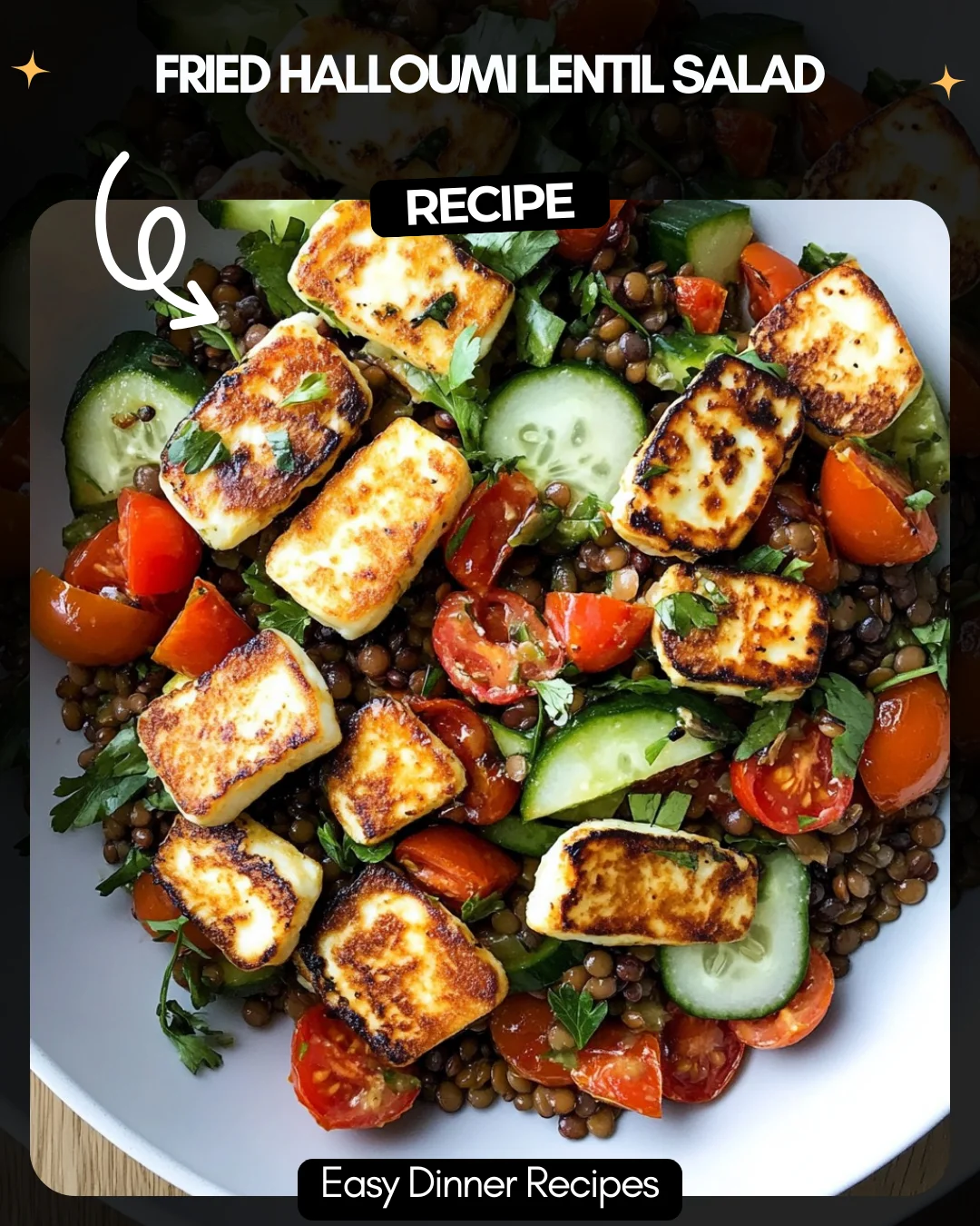 Fried Halloumi Lentil Salad