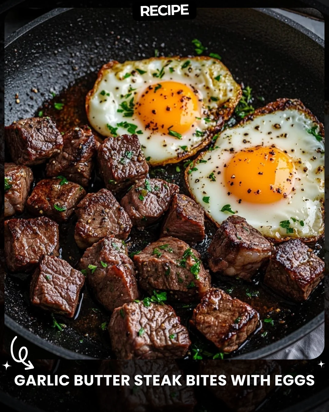 Garlic Butter Steak Bites with Eggs