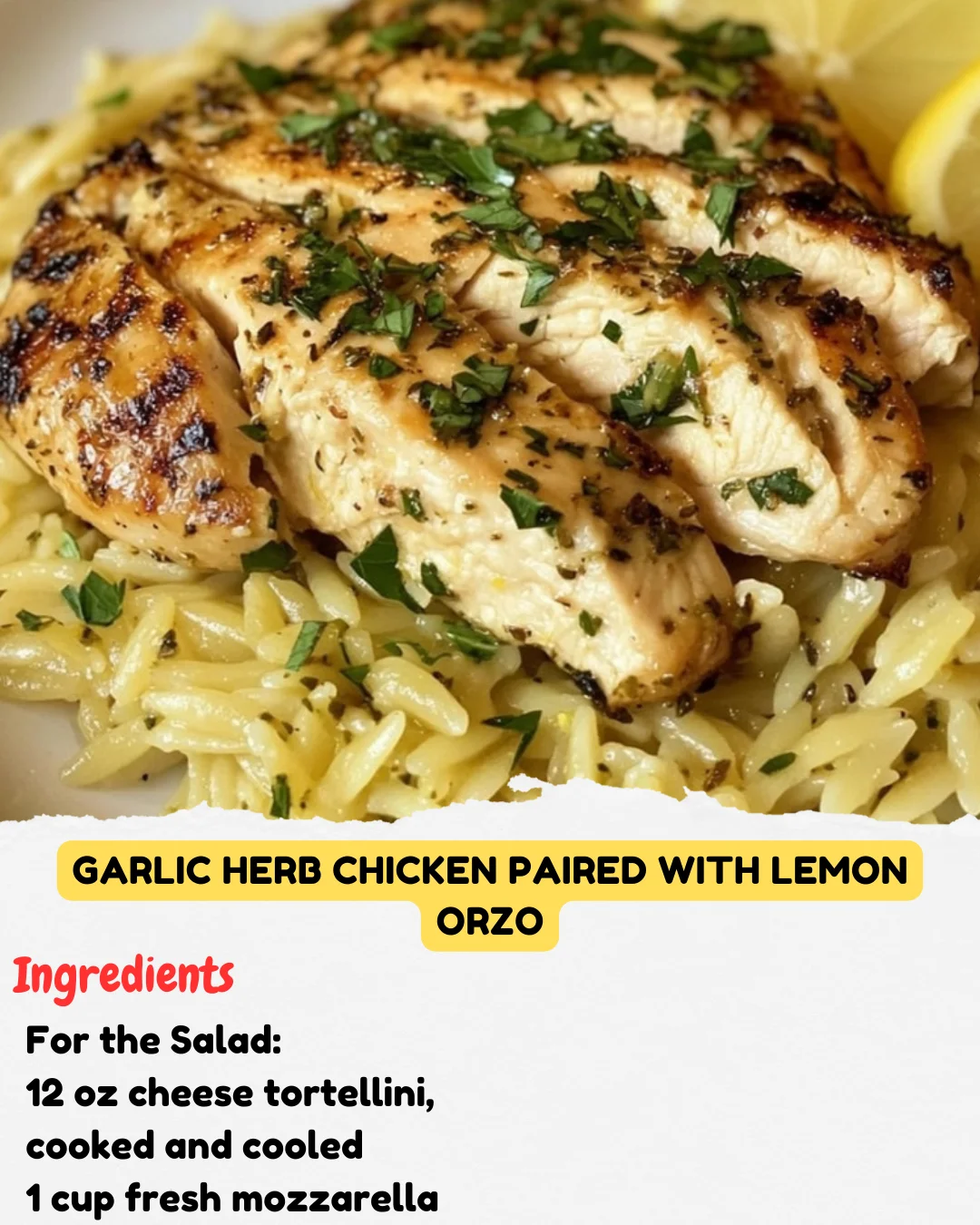 Garlic Herb Chicken Paired with Lemon Orzo