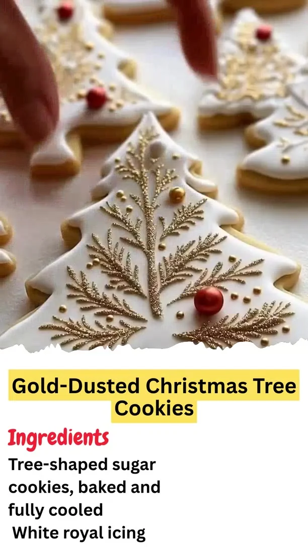 Gold-Dusted Christmas Tree Cookies