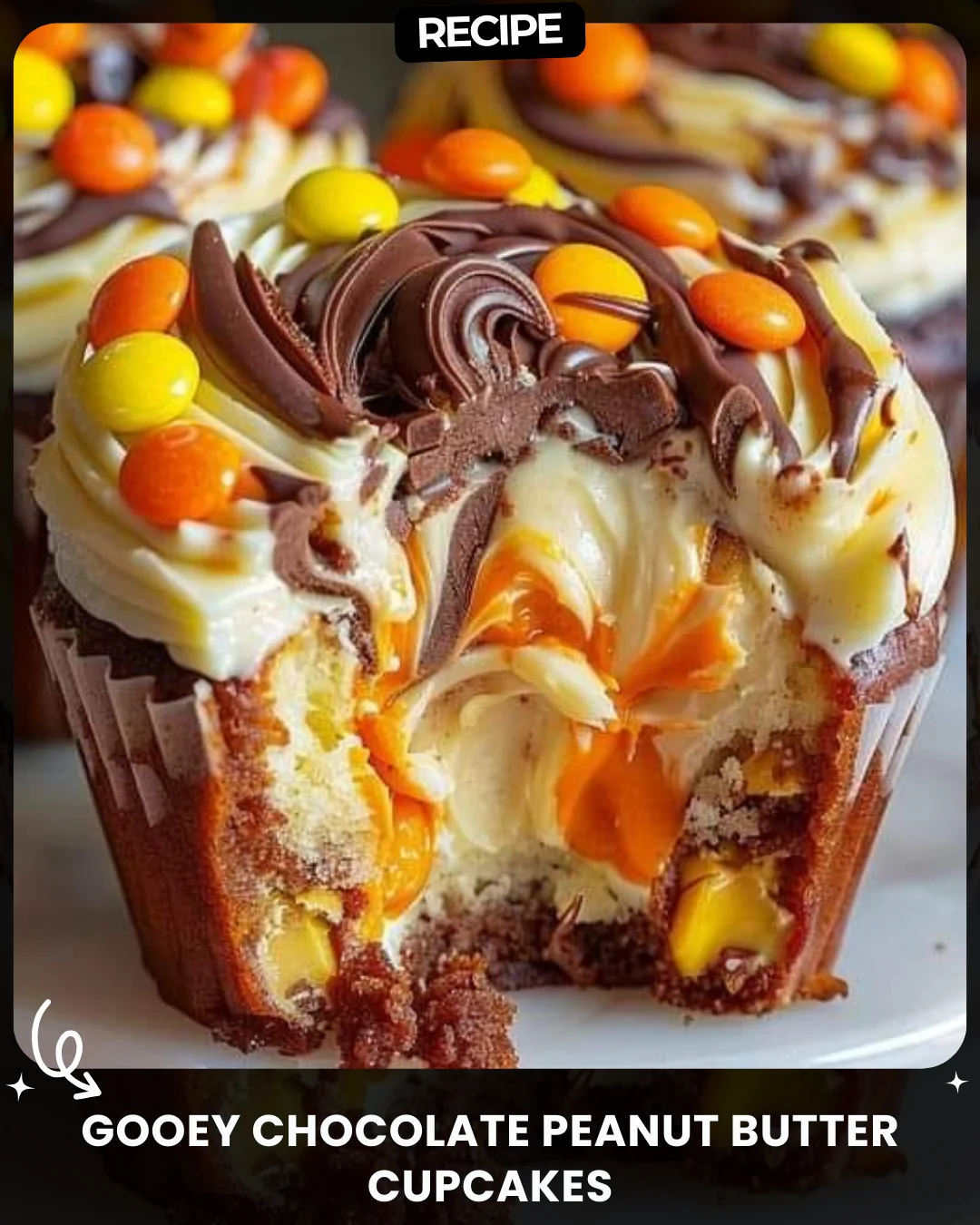 Gooey Chocolate Peanut Butter Cupcakes