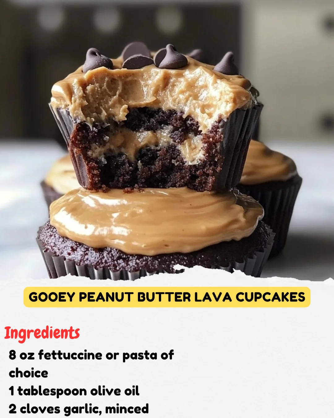 Gooey Peanut Butter Lava Cupcakes