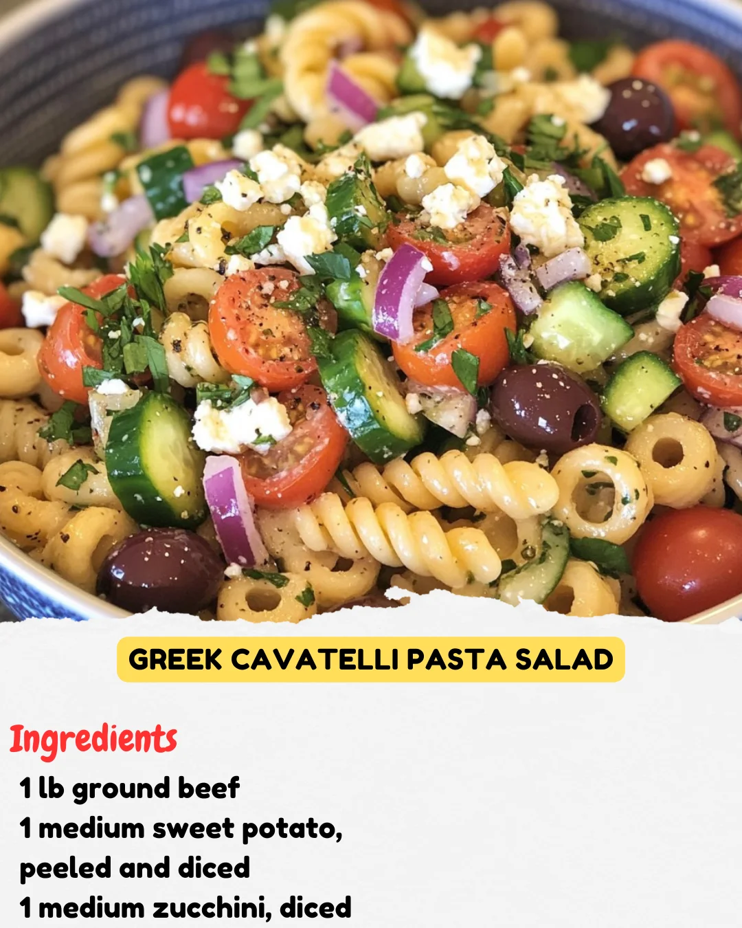 Greek Cavatelli Pasta Salad
