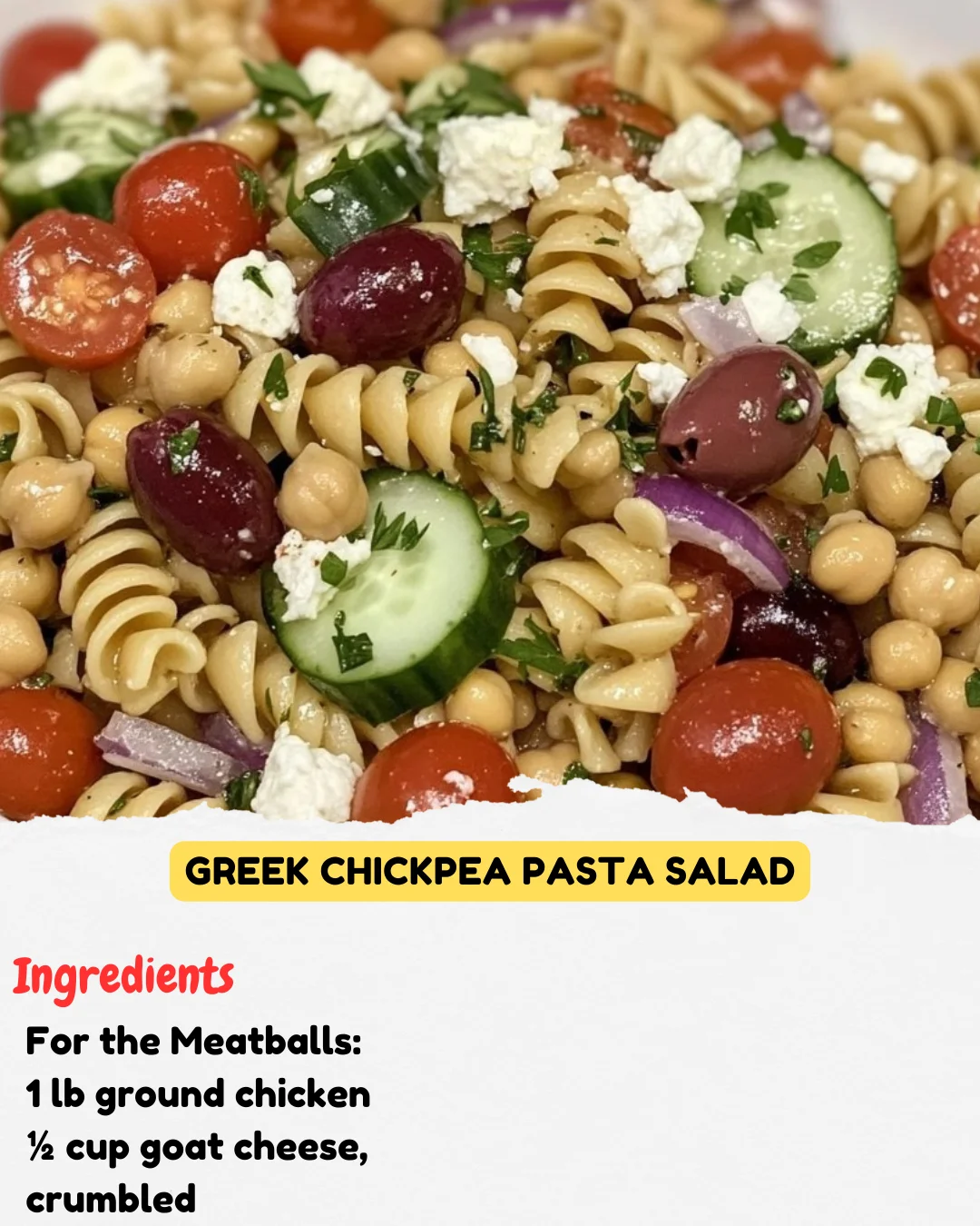 Greek Chickpea Pasta Salad