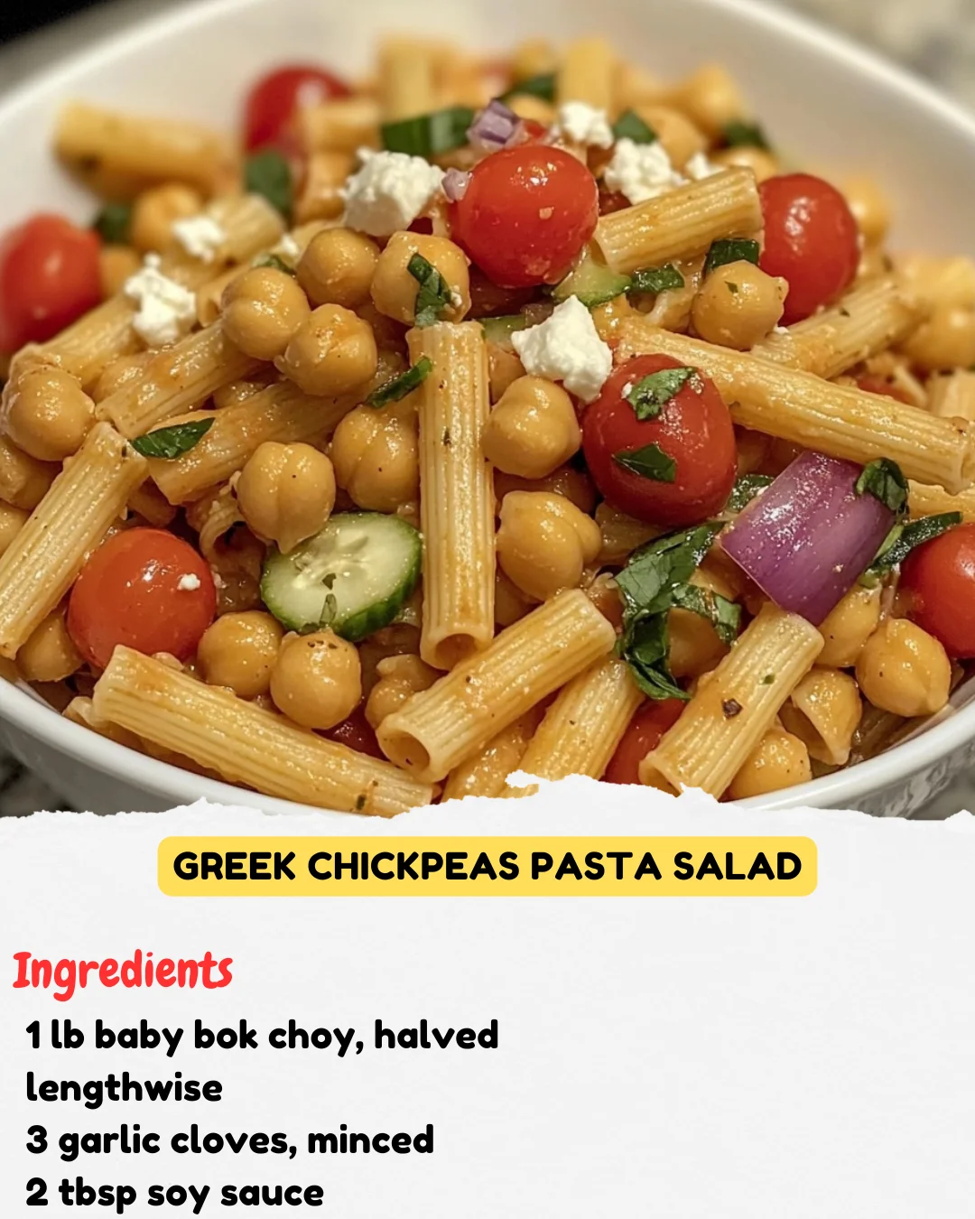Greek Chickpeas Pasta Salad