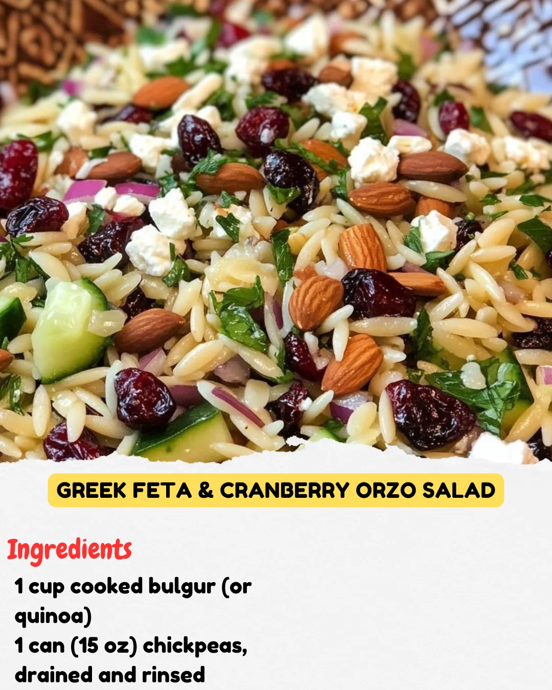 Greek Feta & Cranberry Orzo Salad