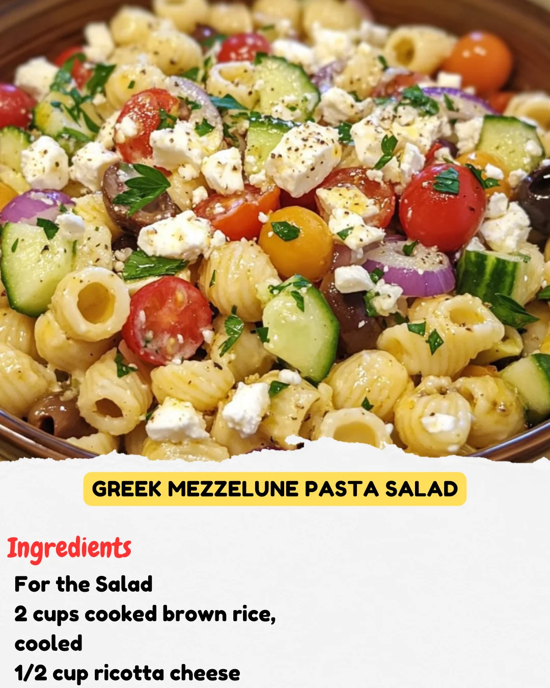 Greek Mezzelune Pasta Salad