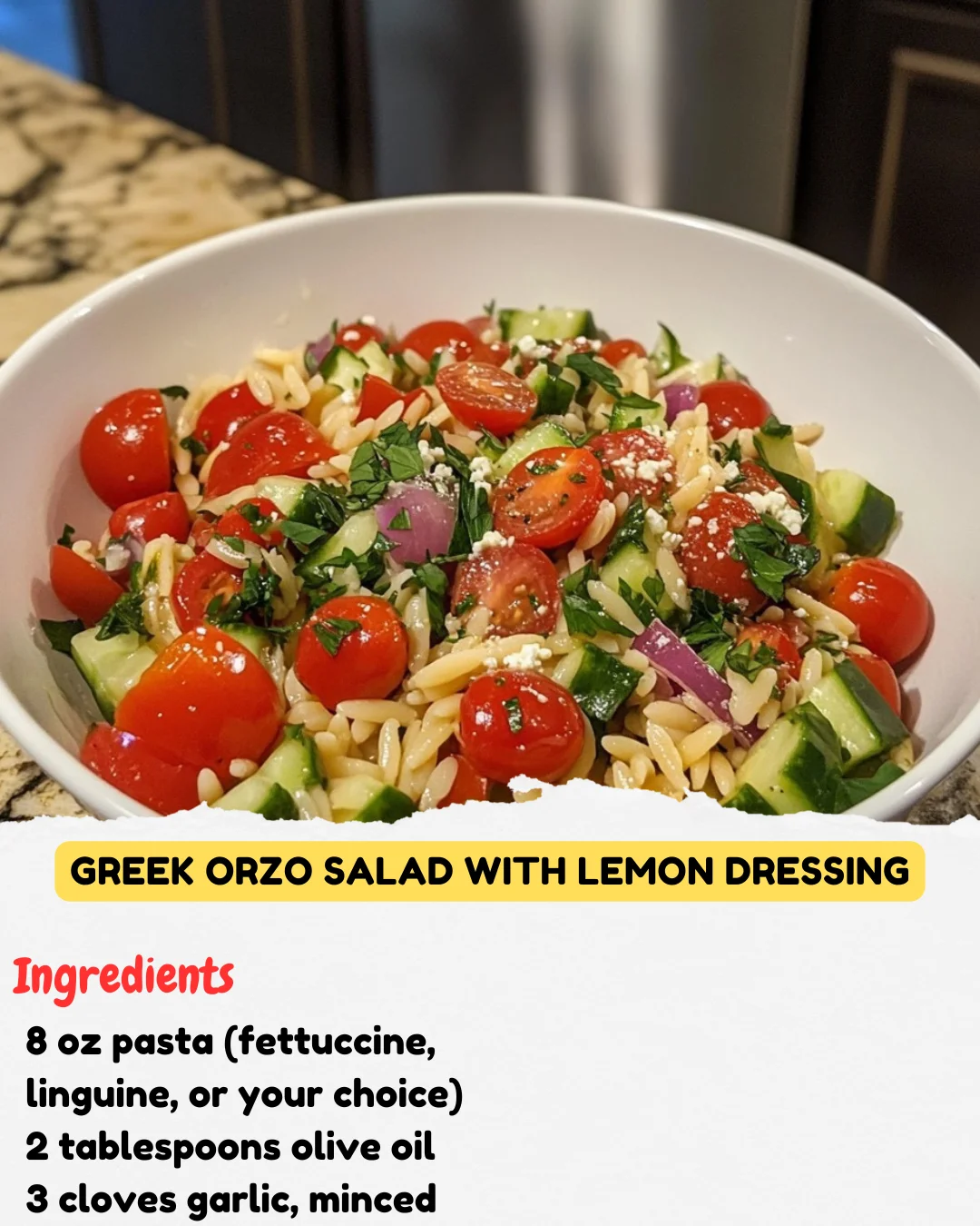 Greek Orzo Salad with Lemon Dressing