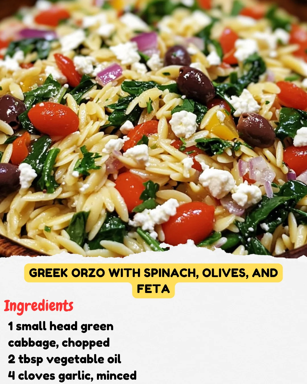 Greek Orzo with Spinach, Olives, and Feta