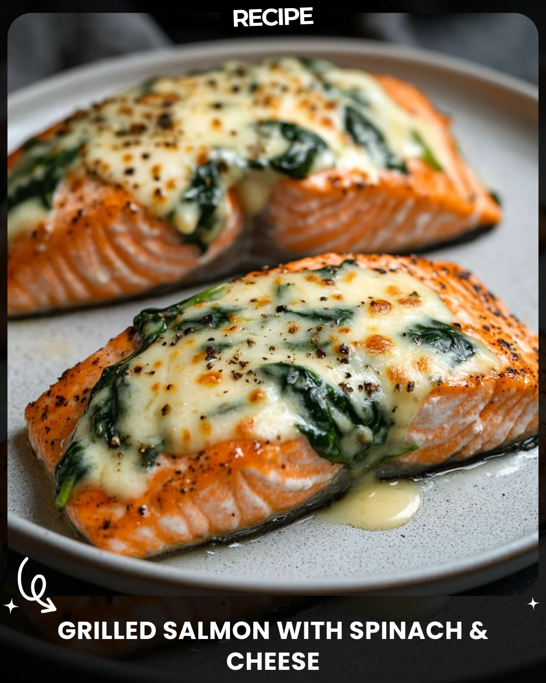 Grilled Salmon with Spinach & Cheese