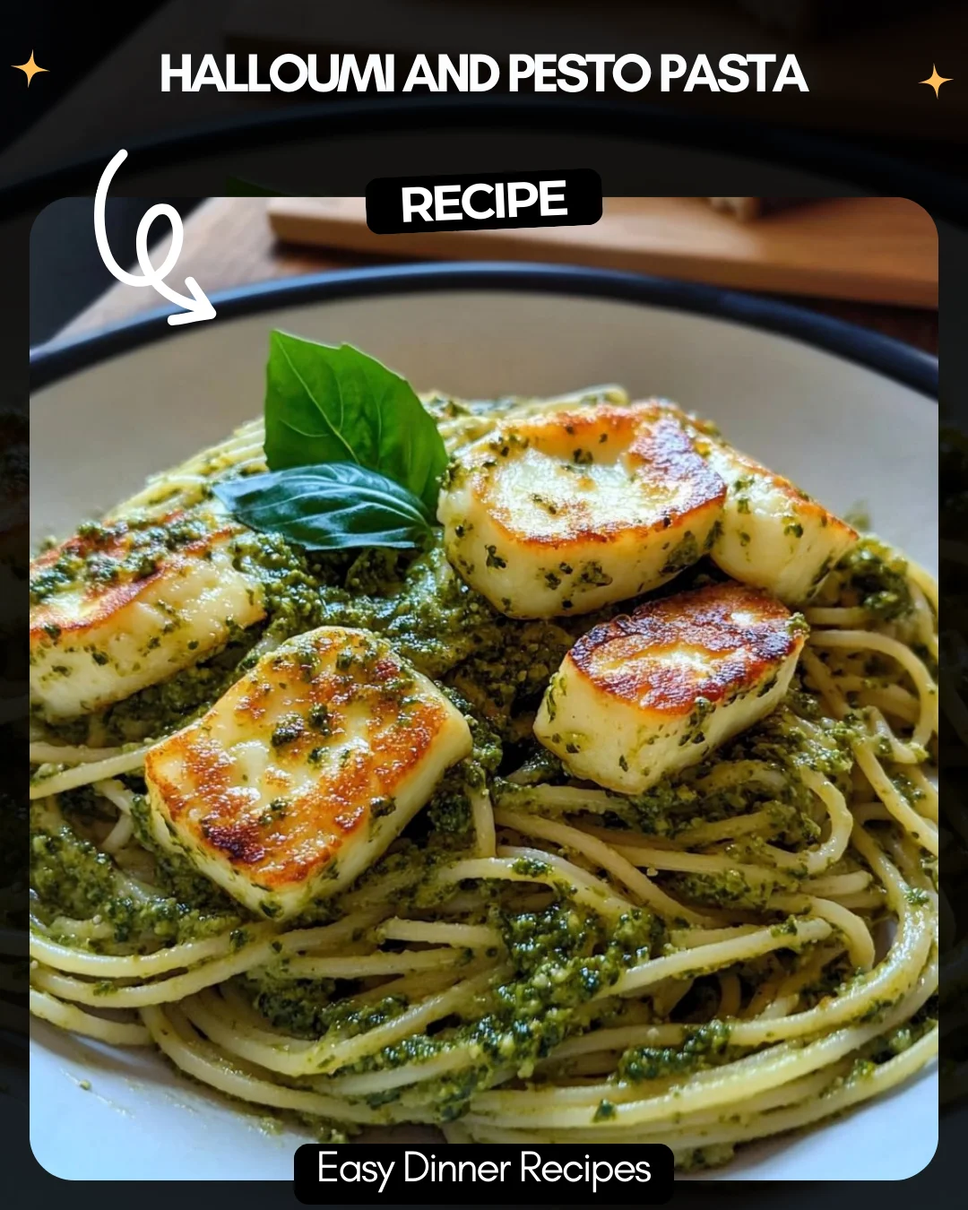 Halloumi and Pesto Pasta