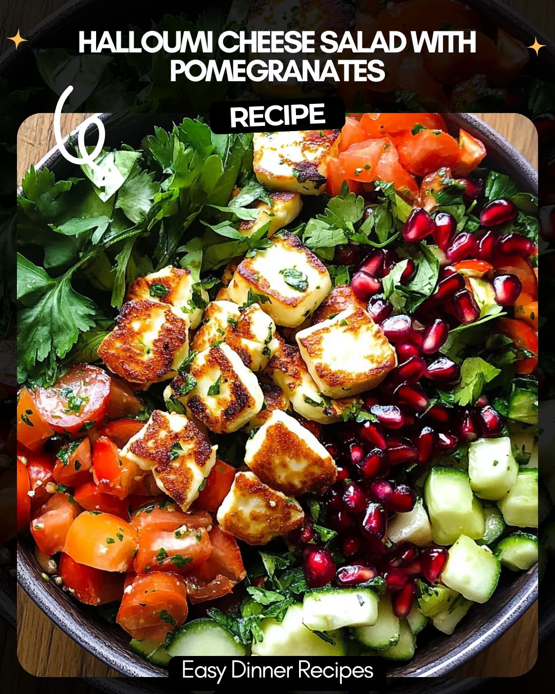 Halloumi Cheese Salad with Pomegranates