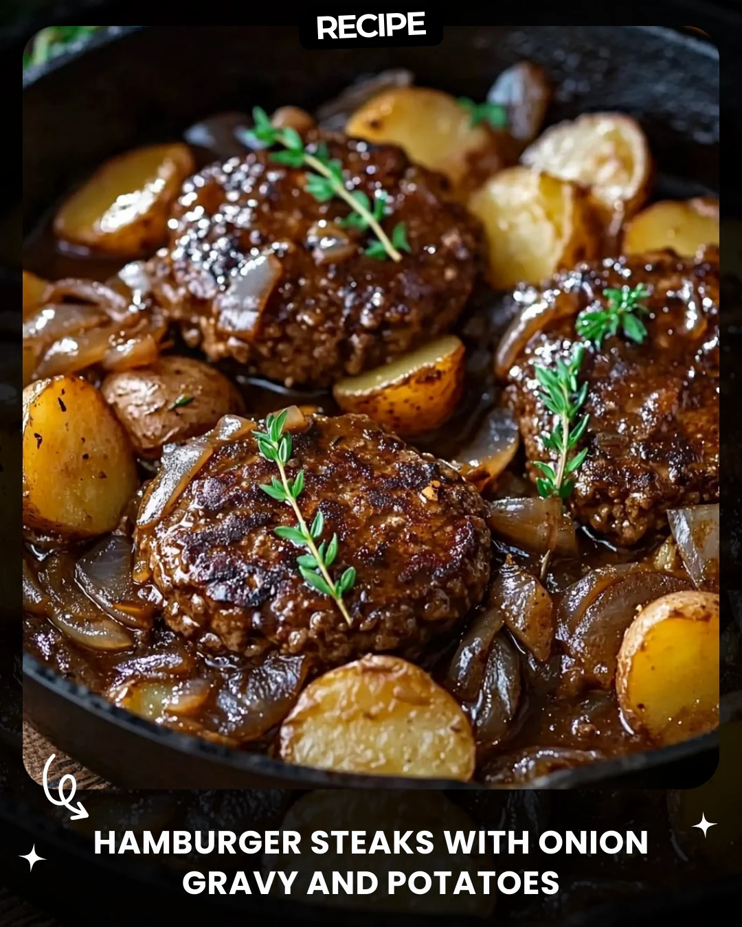 Hamburger Steaks with Onion Gravy and Potatoes