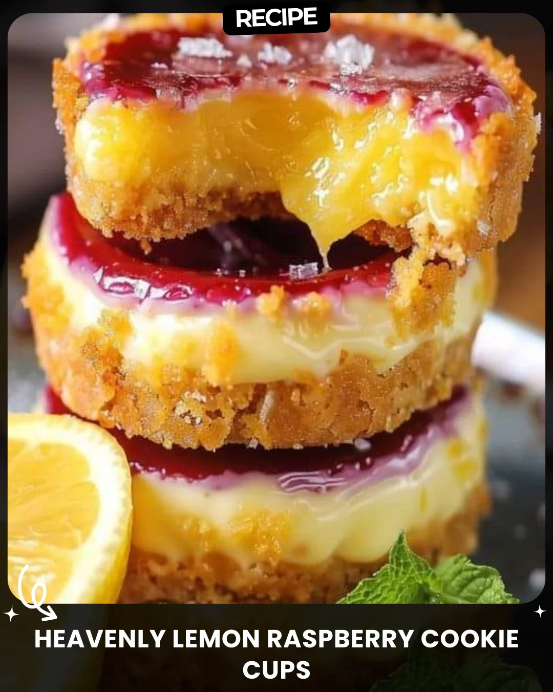 Heavenly Lemon Raspberry Cookie Cups