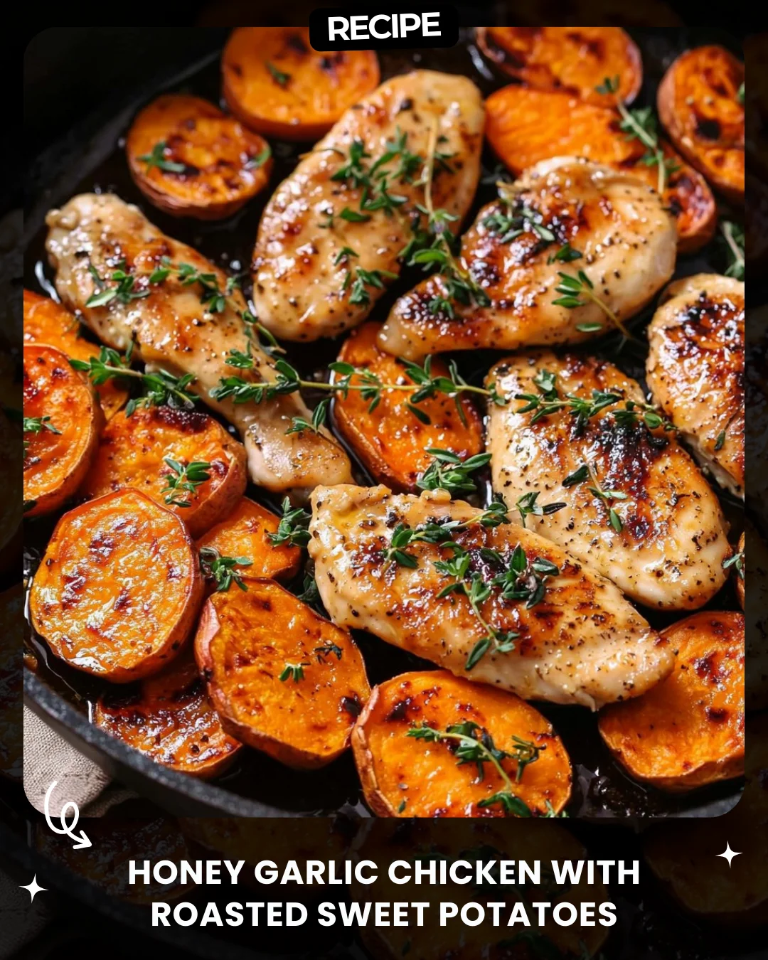 Honey Garlic Chicken with Roasted Sweet Potatoes