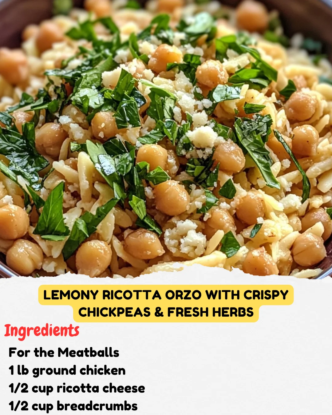 Lemony Ricotta Orzo with Crispy Chickpeas & Fresh Herbs