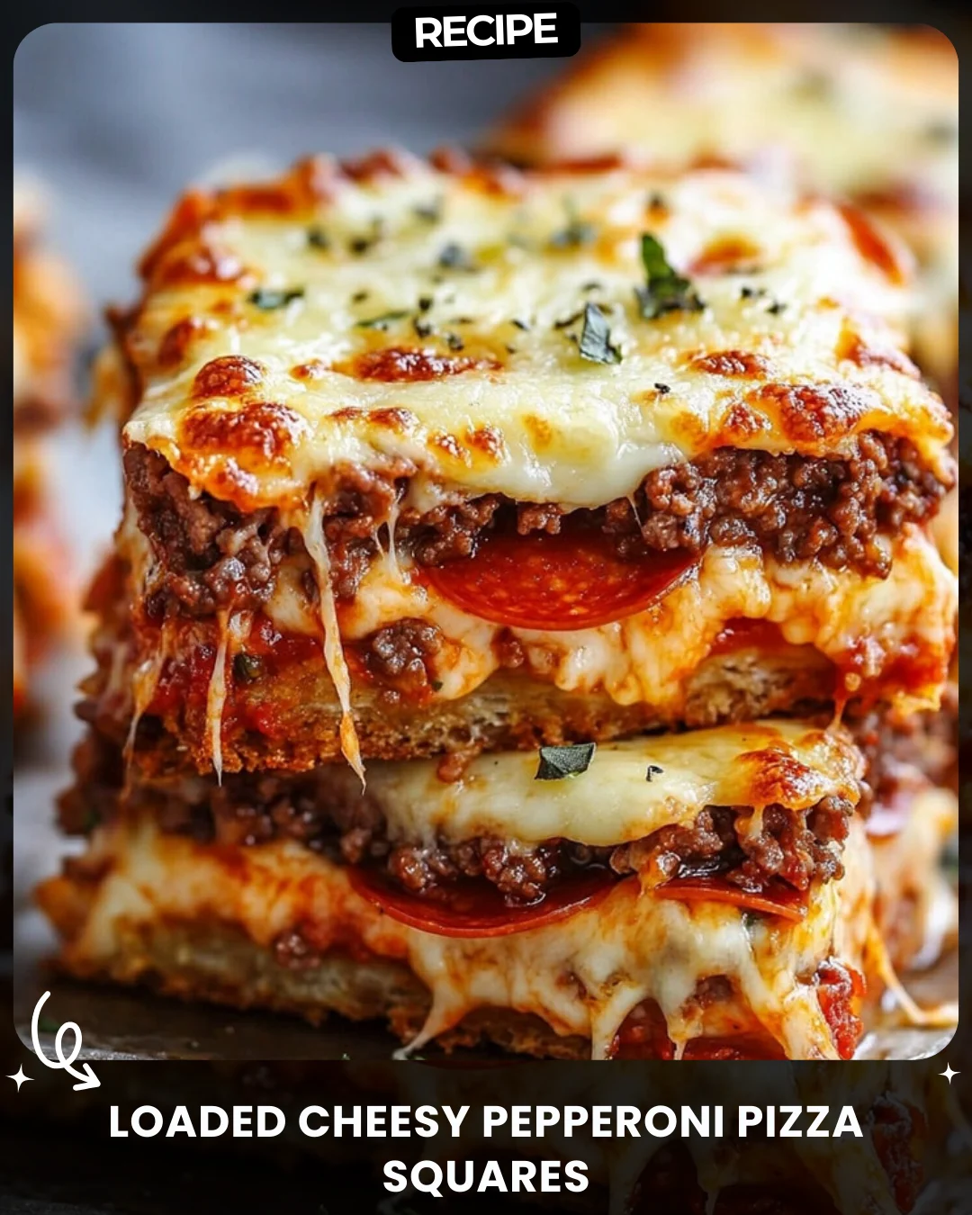 Loaded Cheesy Pepperoni Pizza Squares