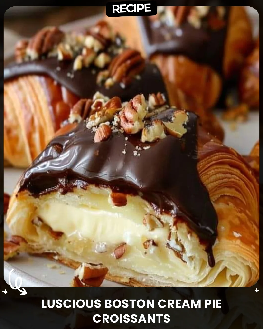Luscious Boston Cream Pie Croissants